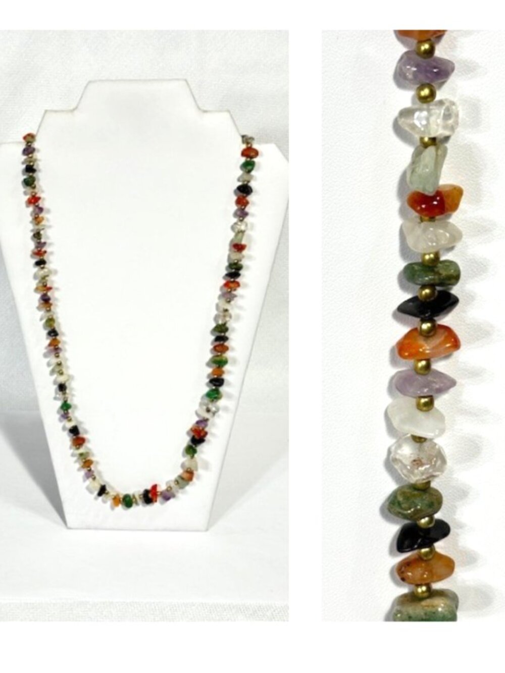 34" gold-tone and multi-colored stone necklace.